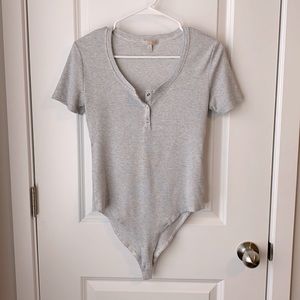 GB Grey and White Striped Short Sleeve Bodysuit